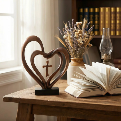 Entwined Heart and Cross Sculpture for a Wedding Gift, view 15