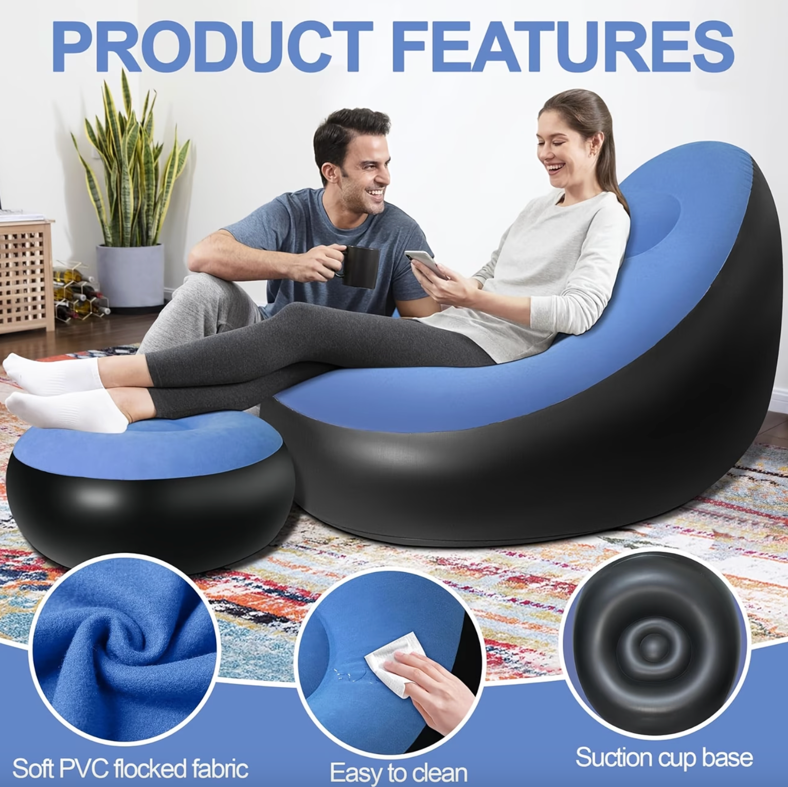 Inflatable Lounge Chair and Footstool Set, view 3