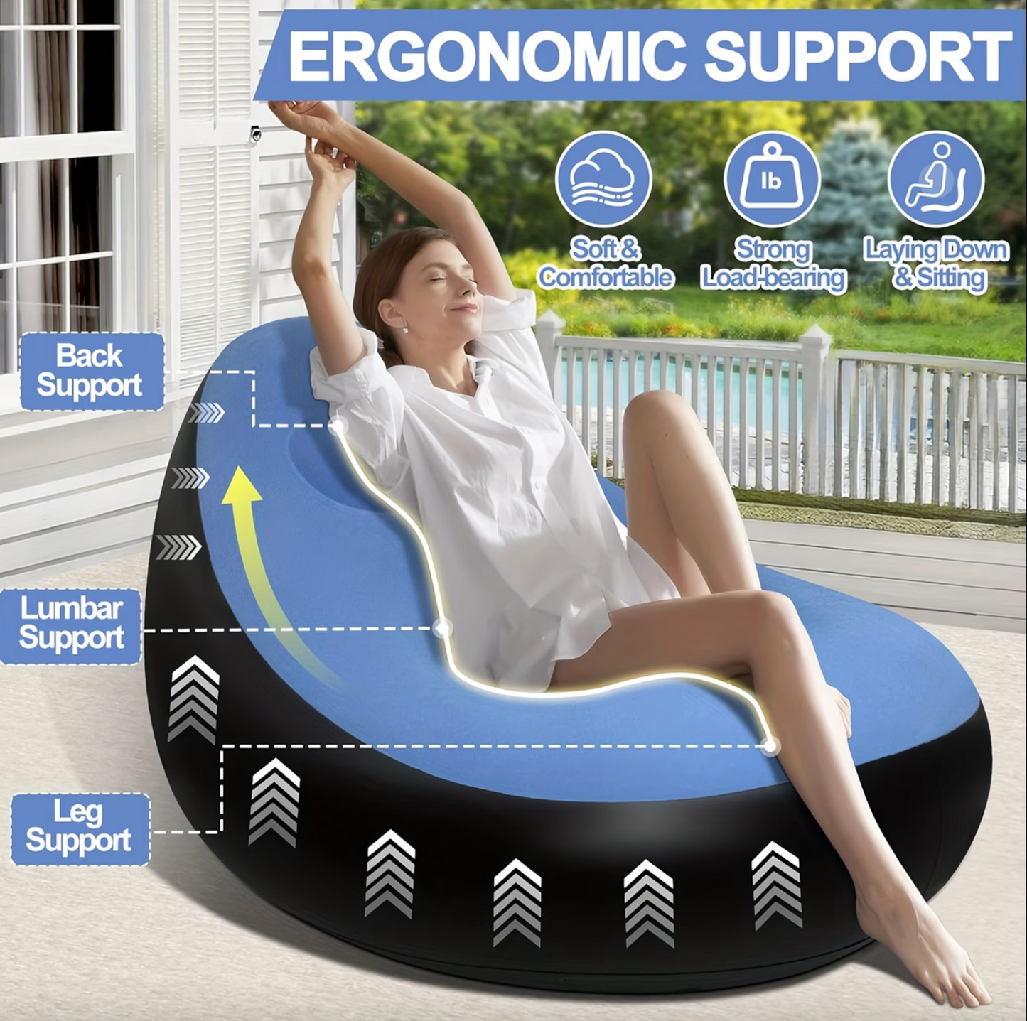 Inflatable Lounge Chair and Footstool Set, view 5