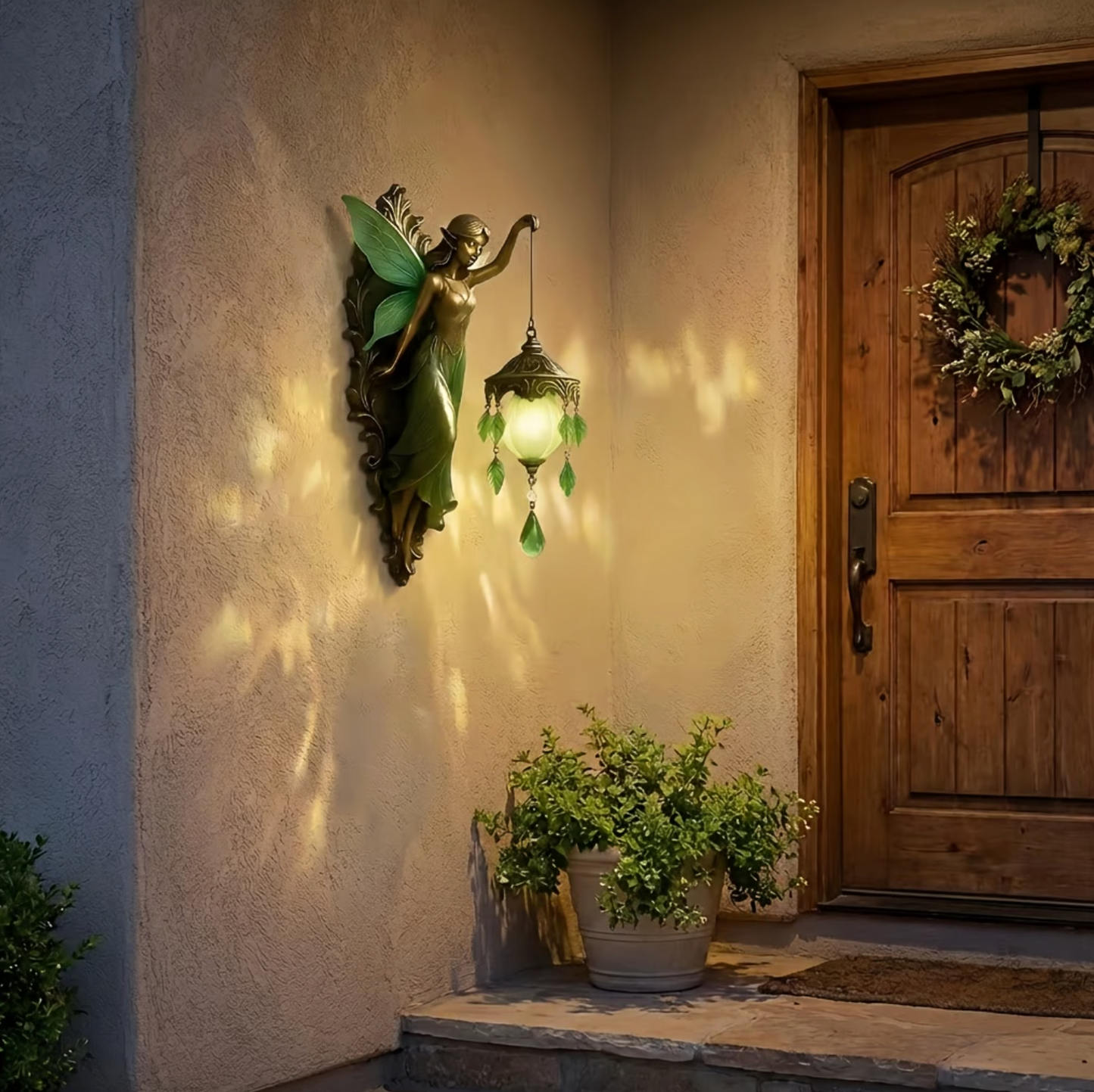 Fairy Wall Sconce with Lantern, Battery Powered Resin, view 13