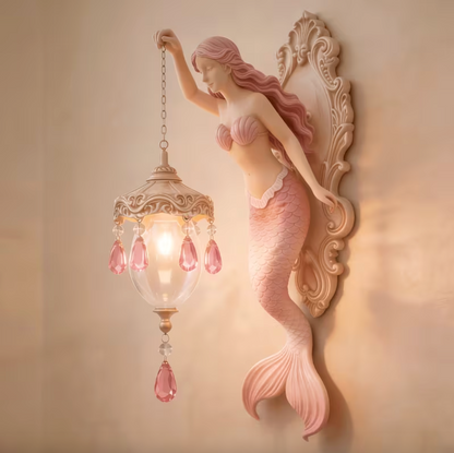 Mermaid Wall Sconce Lamp, Battery Powered Resin, view 7