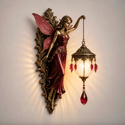Fairy Wall Sconce with Lantern, Battery Powered Resin, view 3