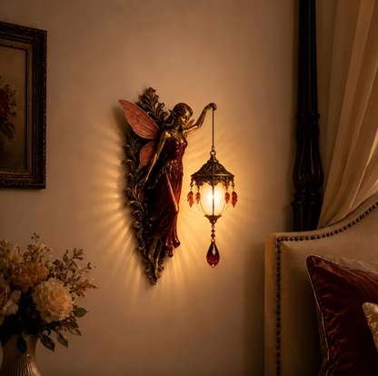 Fairy Wall Sconce with Lantern, Battery Powered Resin, view 18