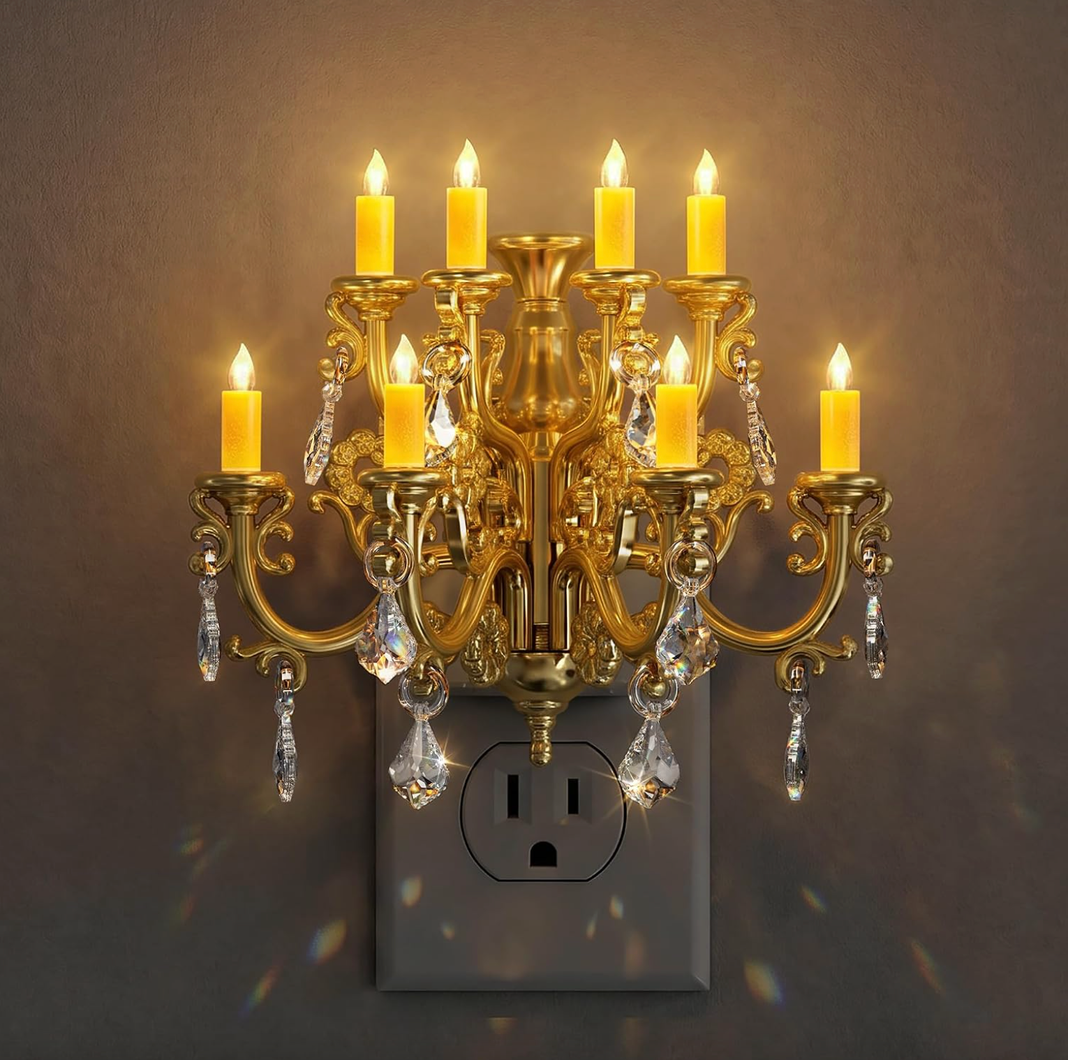 Plug In Crystal Chandelier Night Light with Sensor