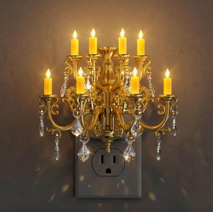 Plug In Crystal Chandelier Night Light with Sensor
