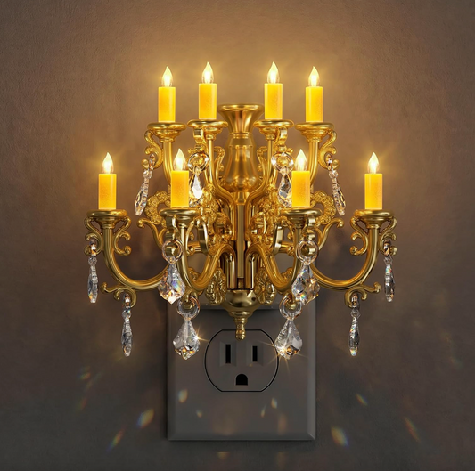Plug In Crystal Chandelier Night Light with Sensor