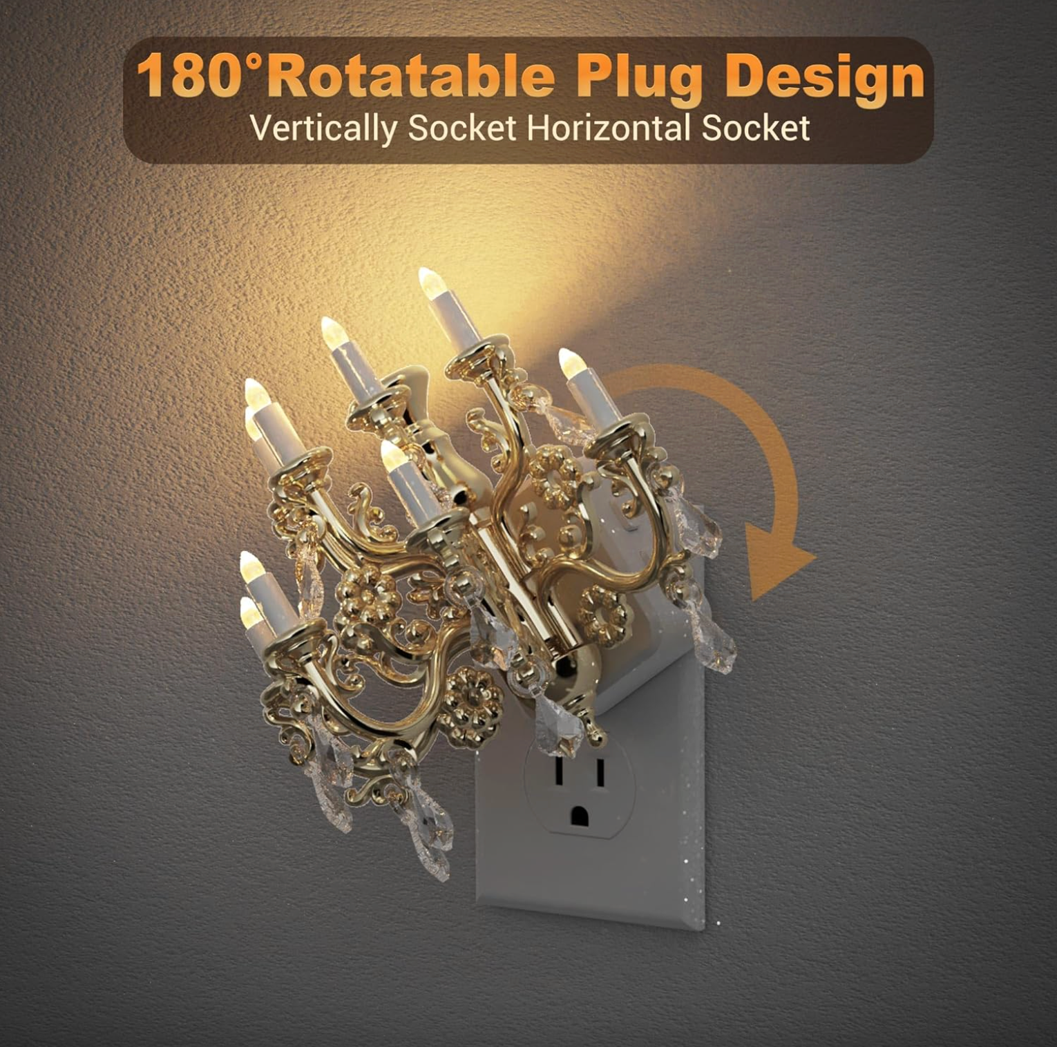 Plug In Crystal Chandelier Night Light with Sensor, view 5