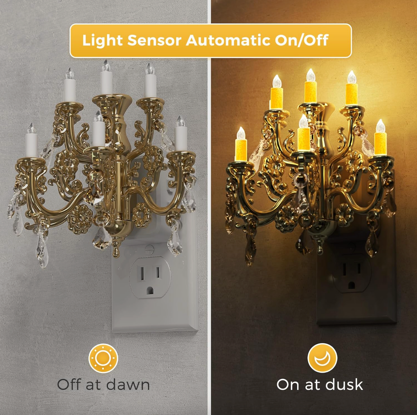 Plug In Crystal Chandelier Night Light with Sensor, view 4
