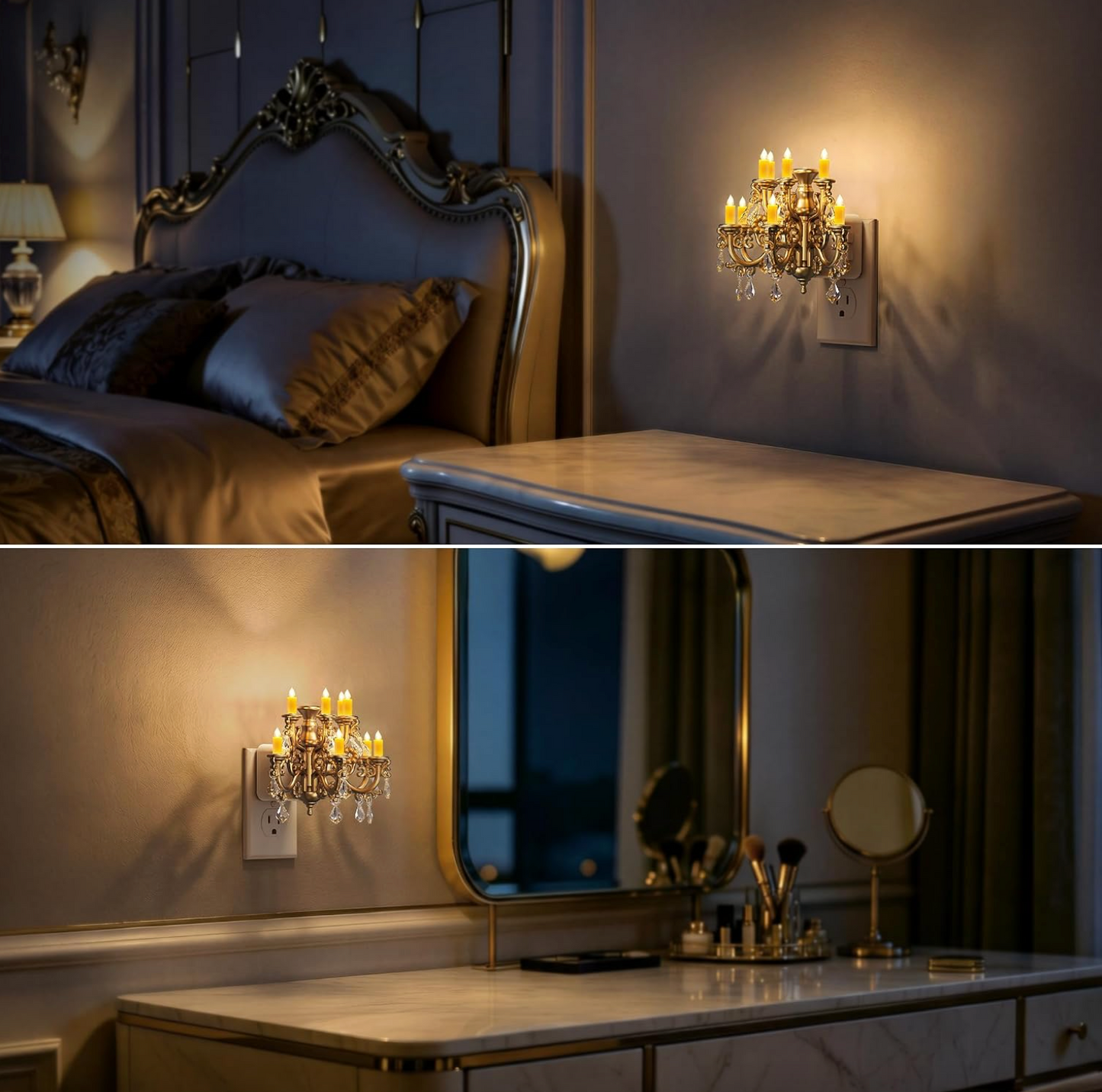 Plug In Crystal Chandelier Night Light with Sensor, view 6