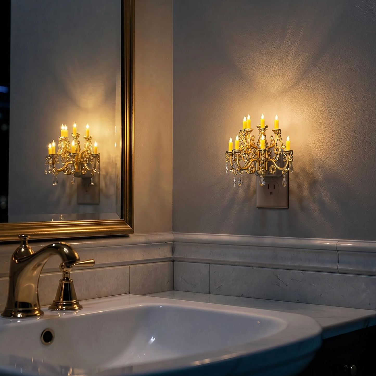 Plug In Crystal Chandelier Night Light with Sensor, view 2