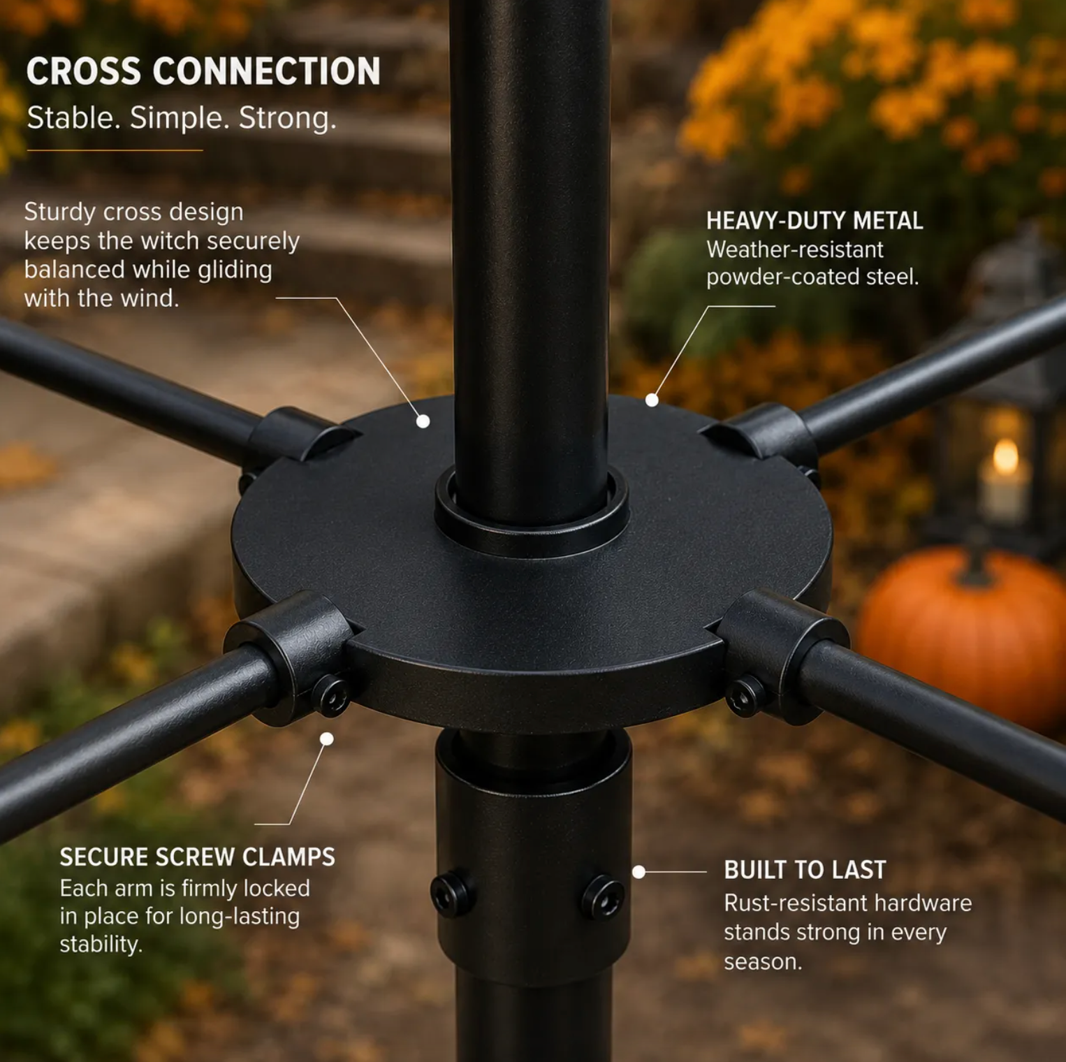 Flying Witch Wind Spinner Garden Stake with Bats, view 4
