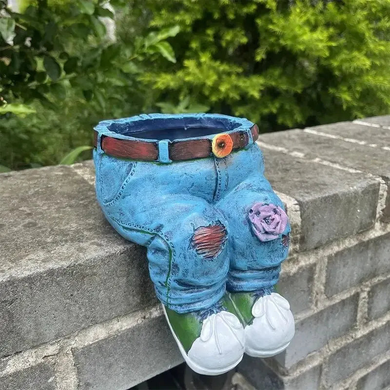 Denim Jeans Garden Planter, Sitting or Kneeling Pose, view 11
