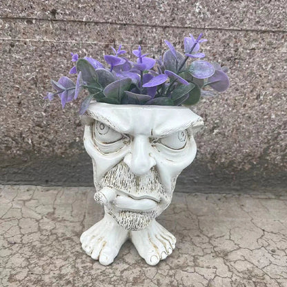 Resin Face Planter with Drainage Hole, Six Characters, view 9