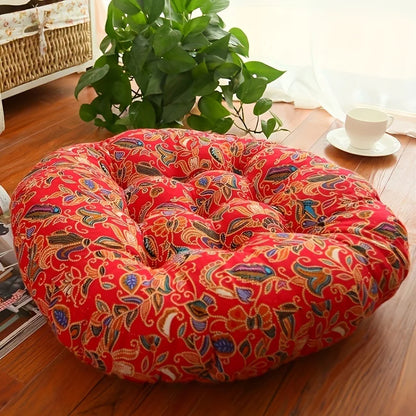 Round Tufted Boho Floor Cushion, 22 in, Four Prints, view 7