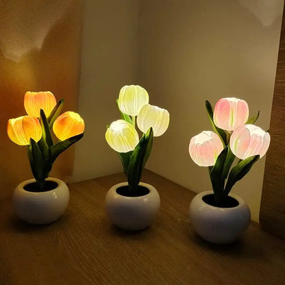 LED Tulip Lamp in a Vase, White, Orange or Pink, view 5
