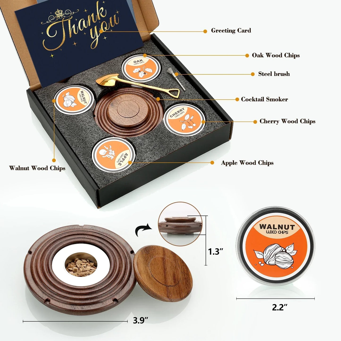 Cocktail Smoker Kit with Wood Chips, Beech or Walnut, view 4