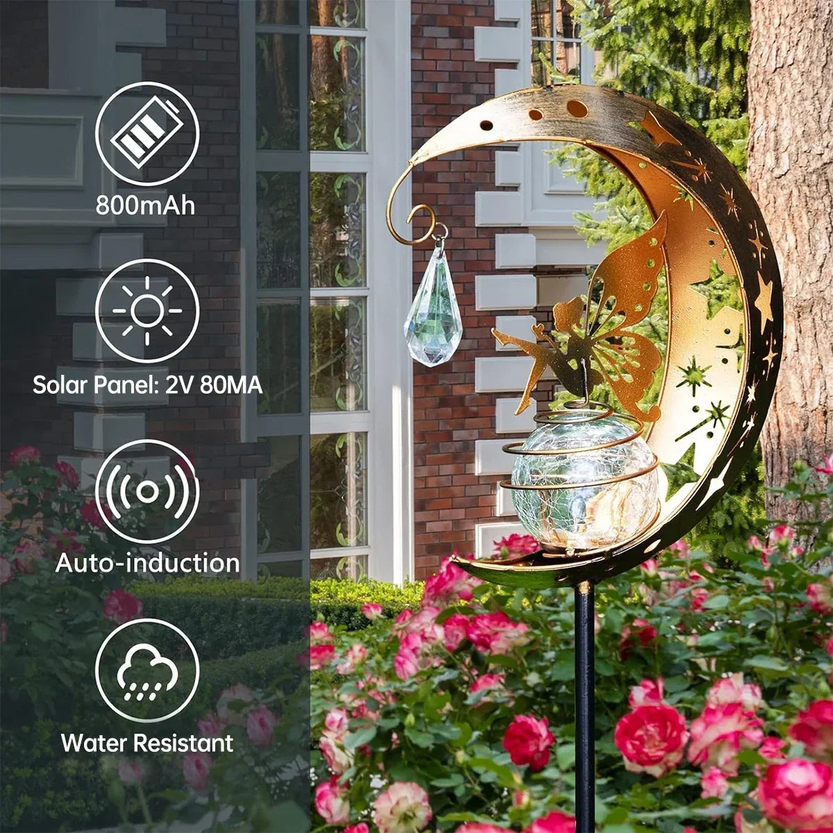 Solar Fairy on a Crescent Moon Garden Stake Light, view 12