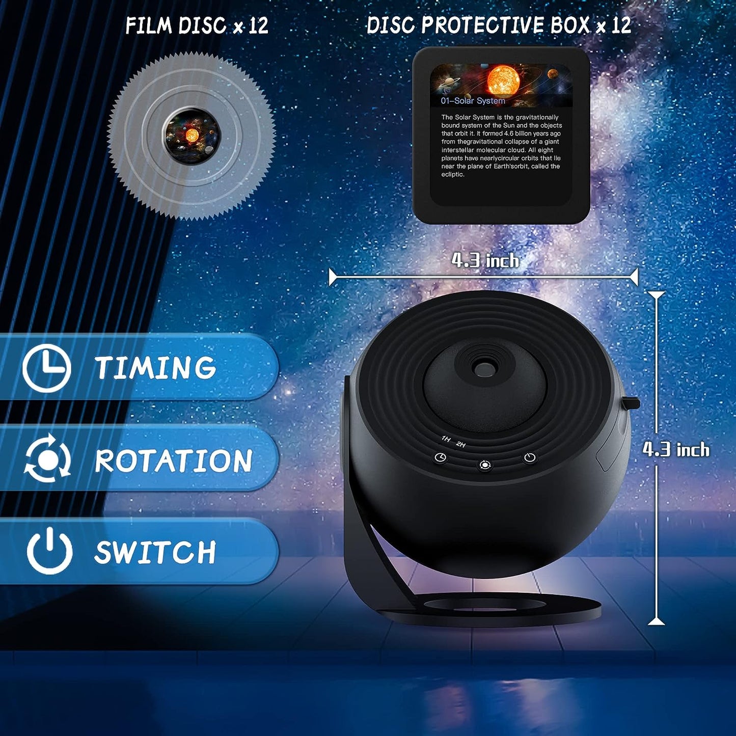 Star Projector Night Light with 12 Galaxy Film Discs, view 12