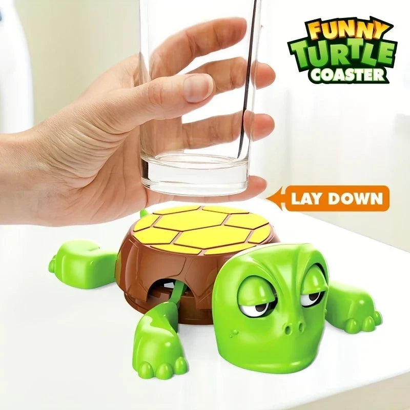 Turtle Coaster with a Face That Changes Under a Cup, view 3
