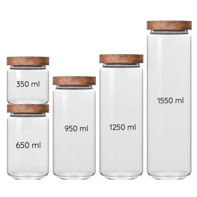 Glass Storage Jars with Acacia Wood Lids, 5 Sizes, view 5