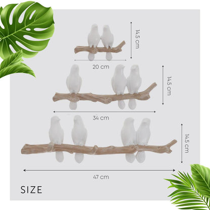 Perched Birds Wall Hook Rack in Cast Resin, view 4