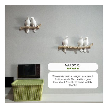 Perched Birds Wall Hook Rack in Cast Resin, view 12