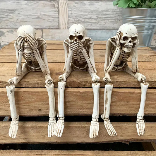 See Hear Speak No Evil Resin Skeleton Set of 3