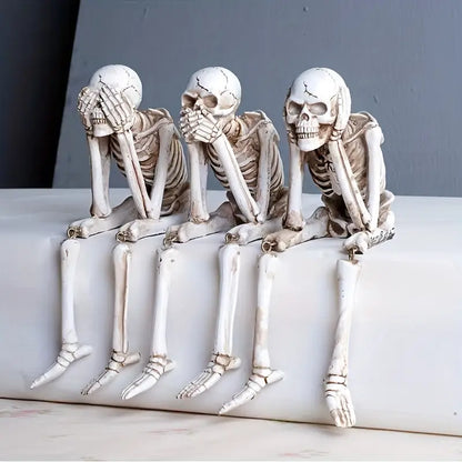 See Hear Speak No Evil Resin Skeleton Set of 3, view 3