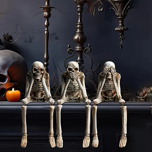 See Hear Speak No Evil Resin Skeleton Set of 3, view 2