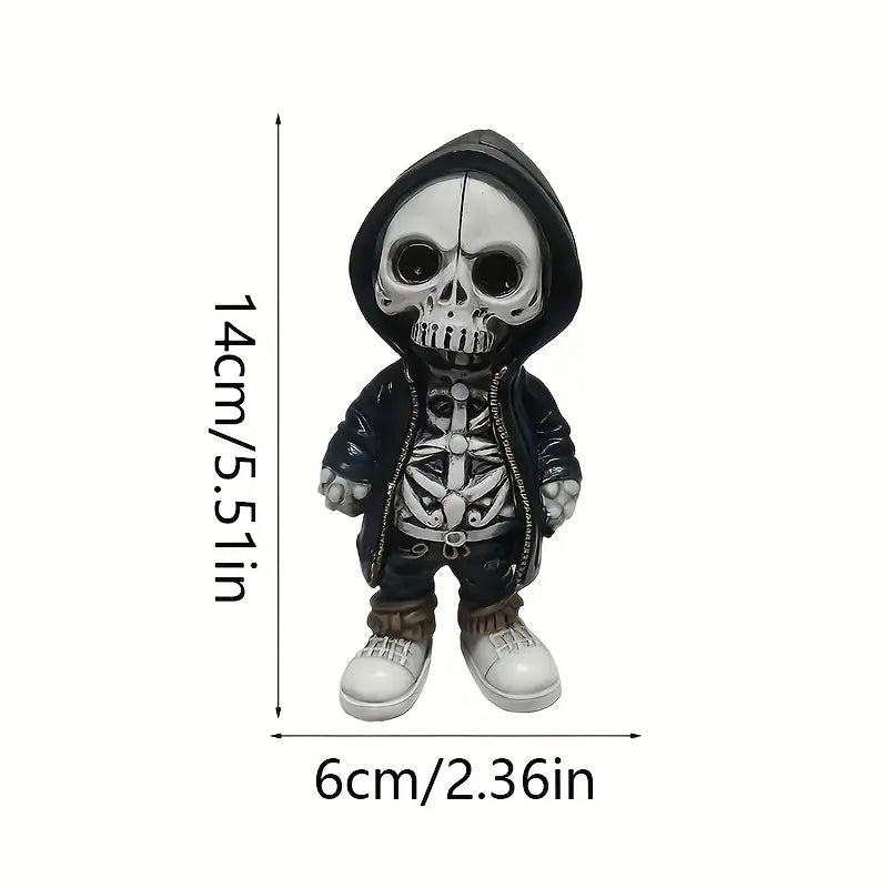 Resin Skeleton Figurine in a Hoodie, 5.5 in Tall, view 10