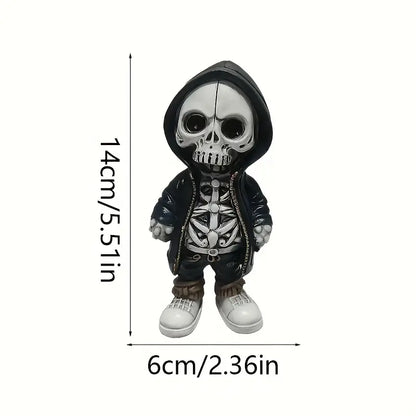 Resin Skeleton Figurine in a Hoodie, 5.5 in Tall, view 10