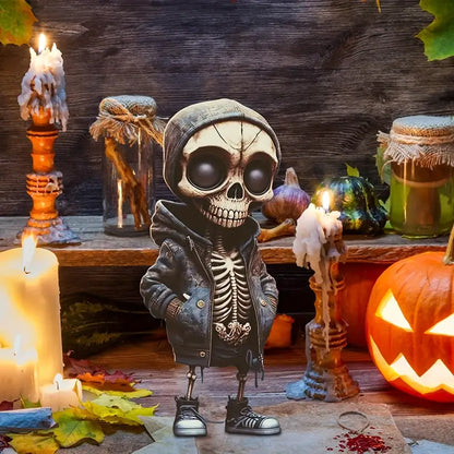 Resin Skeleton Figurine in a Hoodie, 5.5 in Tall, view 3