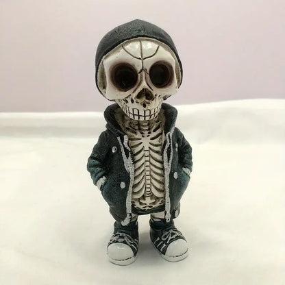 Resin Skeleton Figurine in a Hoodie, 5.5 in Tall, view 8