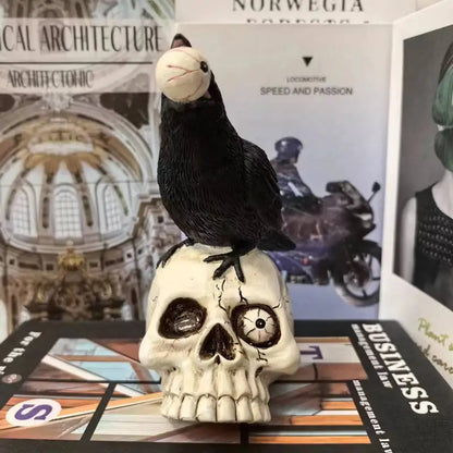 Raven on Skull Gothic Figurine with Eyeball, view 5