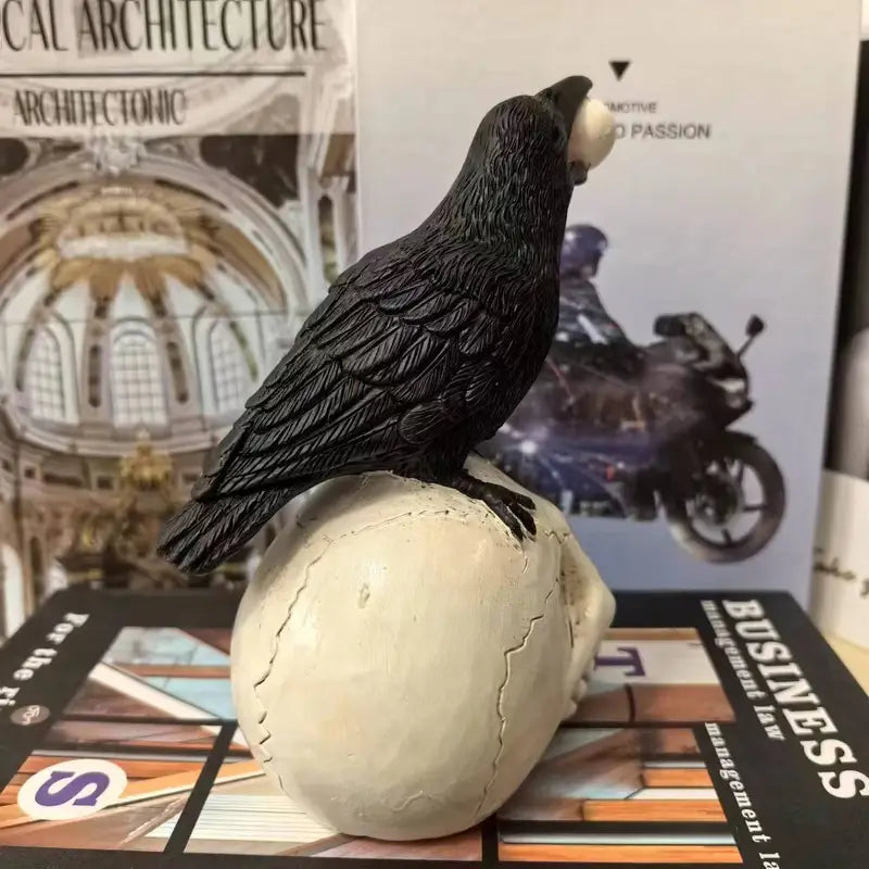 Raven on Skull Gothic Figurine with Eyeball, view 4