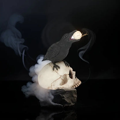 Raven on Skull Gothic Figurine with Eyeball, view 2