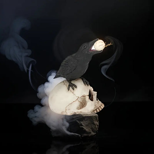 Raven on Skull Gothic Figurine with Eyeball, view 2
