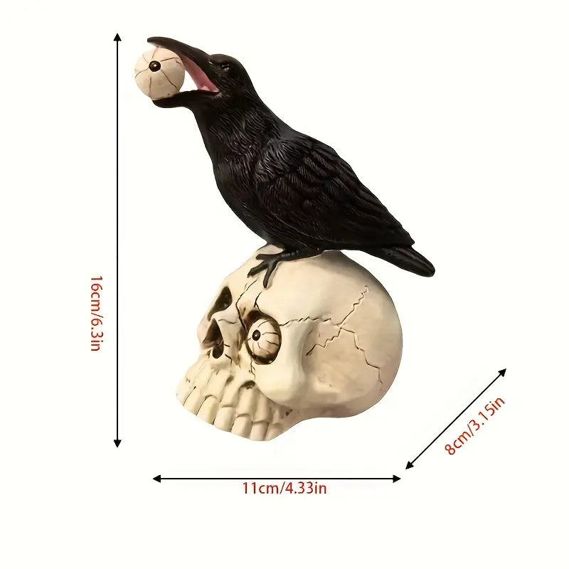 Raven on Skull Gothic Figurine with Eyeball, view 6