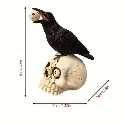 Raven on Skull Gothic Figurine with Eyeball, view 6