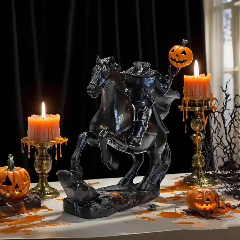 Headless Horseman Figurine with Pumpkin Head, view 4
