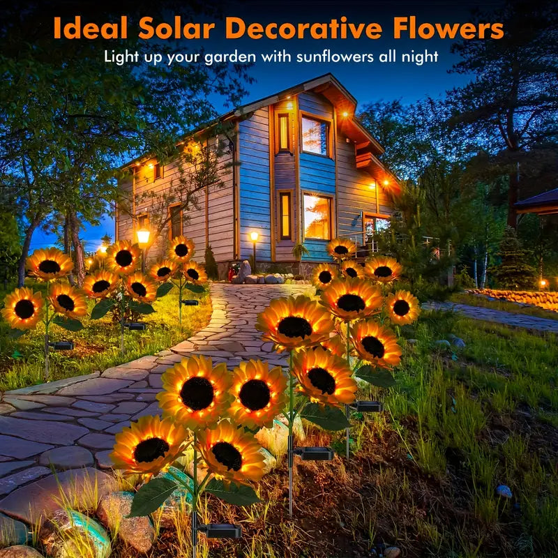 Solar Sunflower Garden Stake Lights, Set of 2, view 3