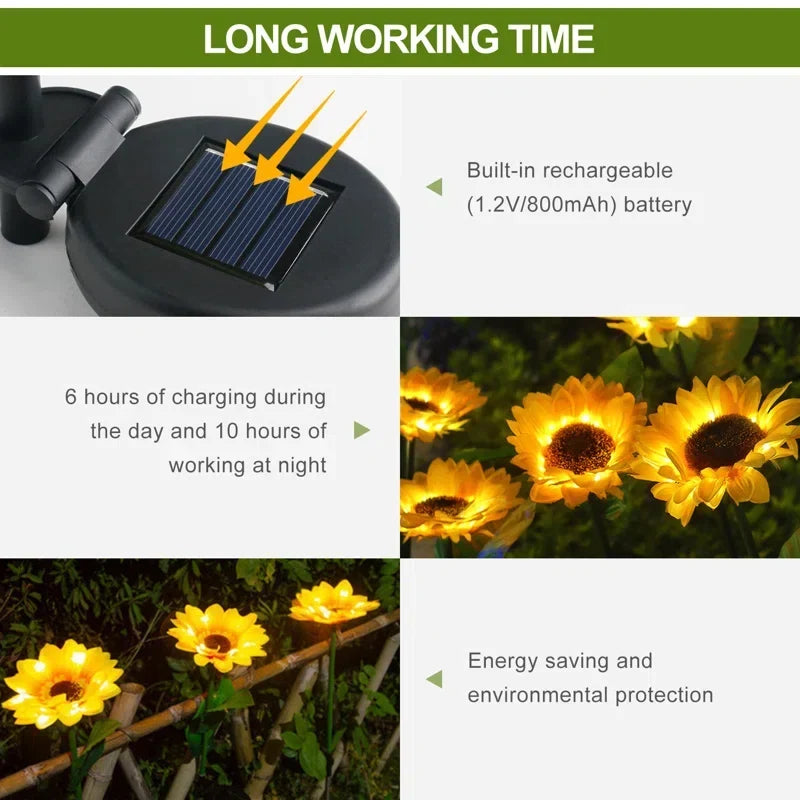 Solar Sunflower Garden Stake Lights, Set of 2, view 11