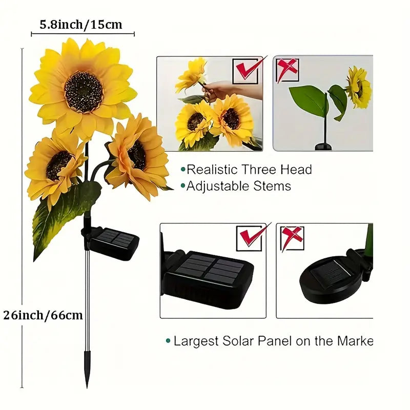 Solar Sunflower Garden Stake Lights, Set of 2, view 12