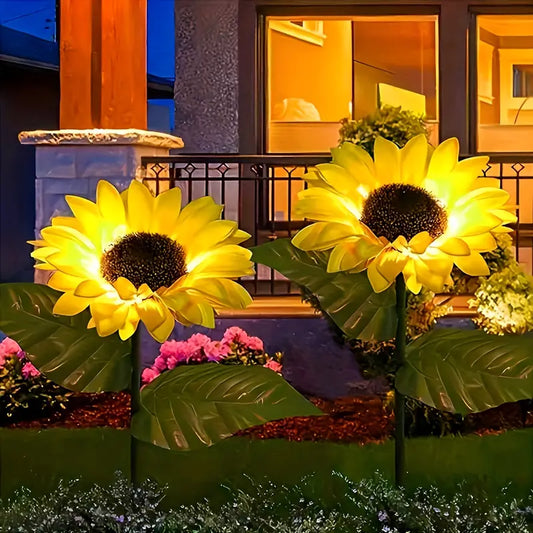 Solar Sunflower Garden Stake Lights, Set of 2