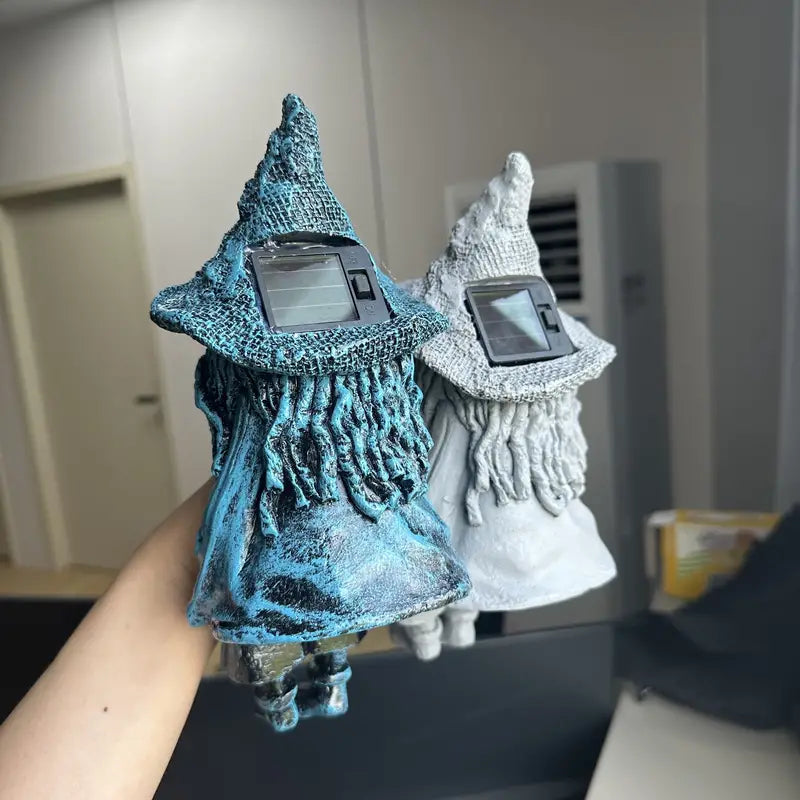 Solar Witch Garden Statue with a Glowing Lantern, 8.6 in, view 5