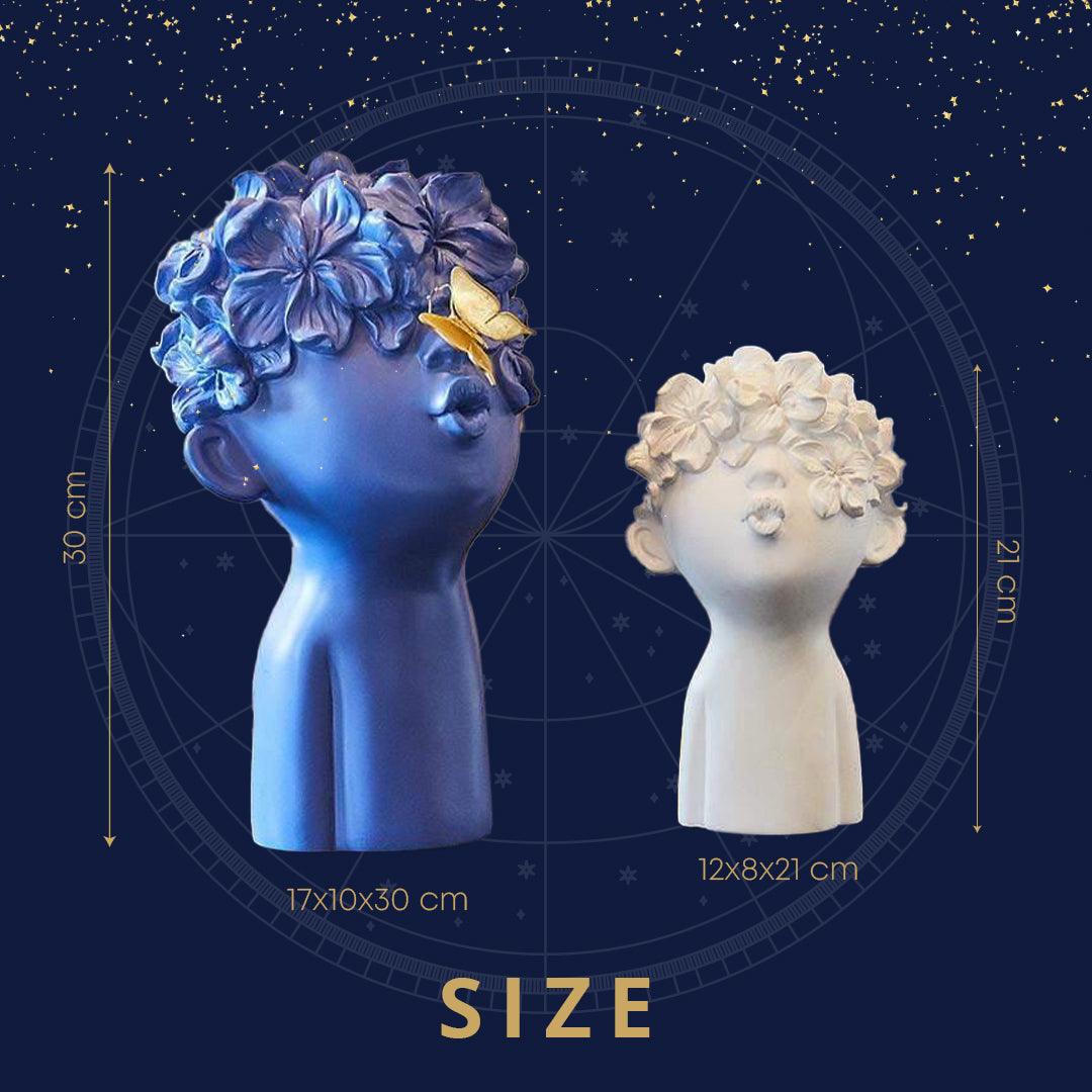 Resin Head Sculptures with Flower Hair, Four Sets, view 6