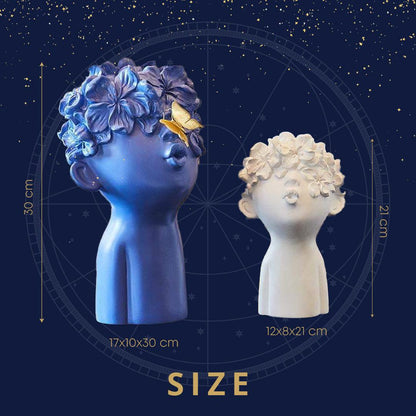 Resin Head Sculptures with Flower Hair, Four Sets, view 6