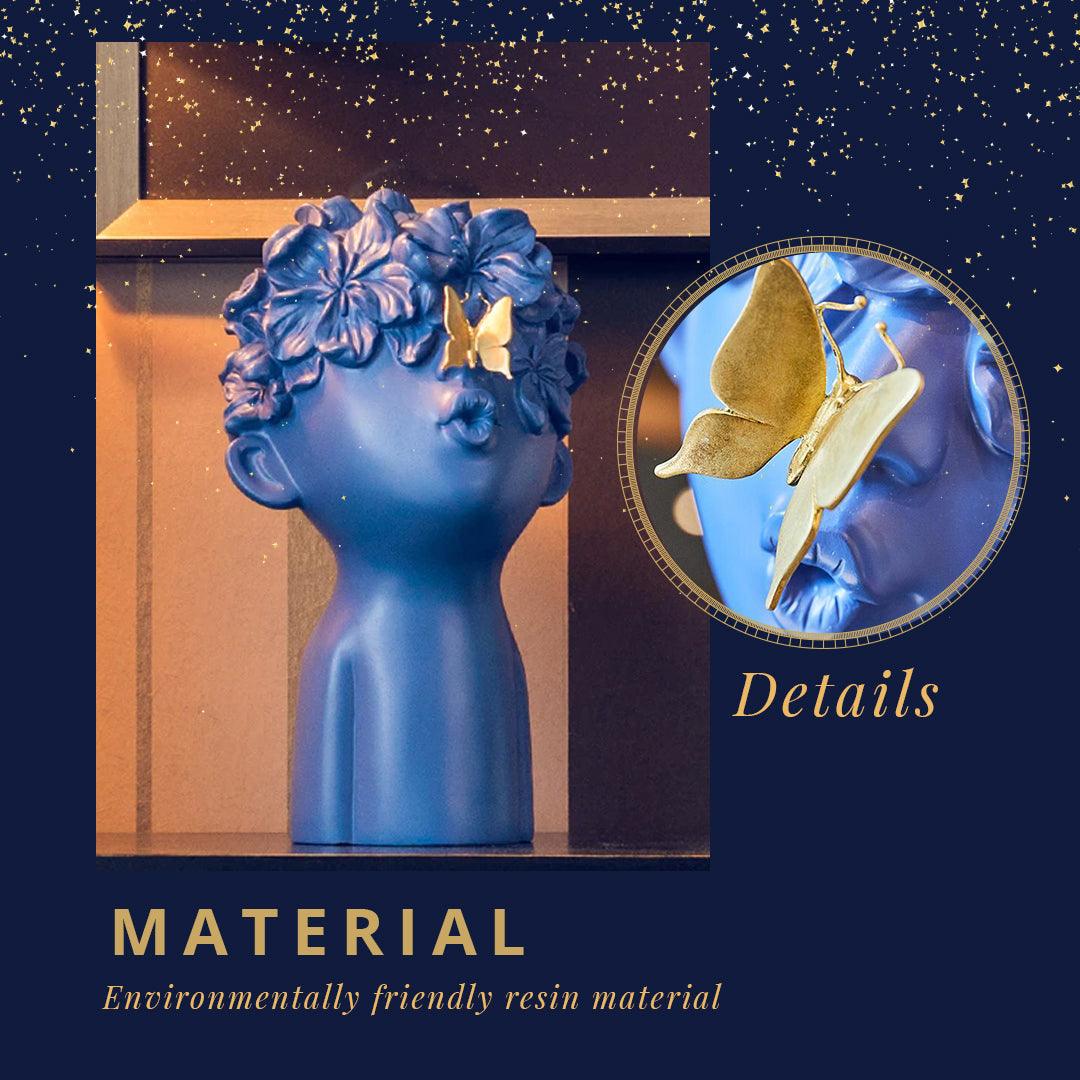 Resin Head Sculptures with Flower Hair, Four Sets, view 4
