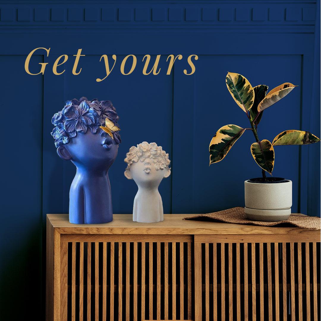 Resin Head Sculptures with Flower Hair, Four Sets, view 10