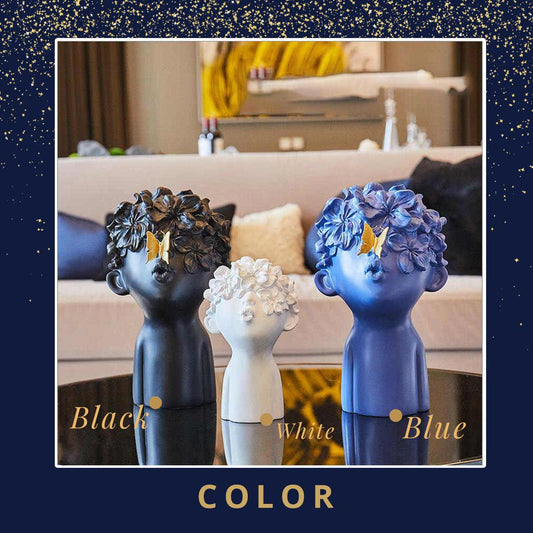 Resin Head Sculptures with Flower Hair, Four Sets, view 2